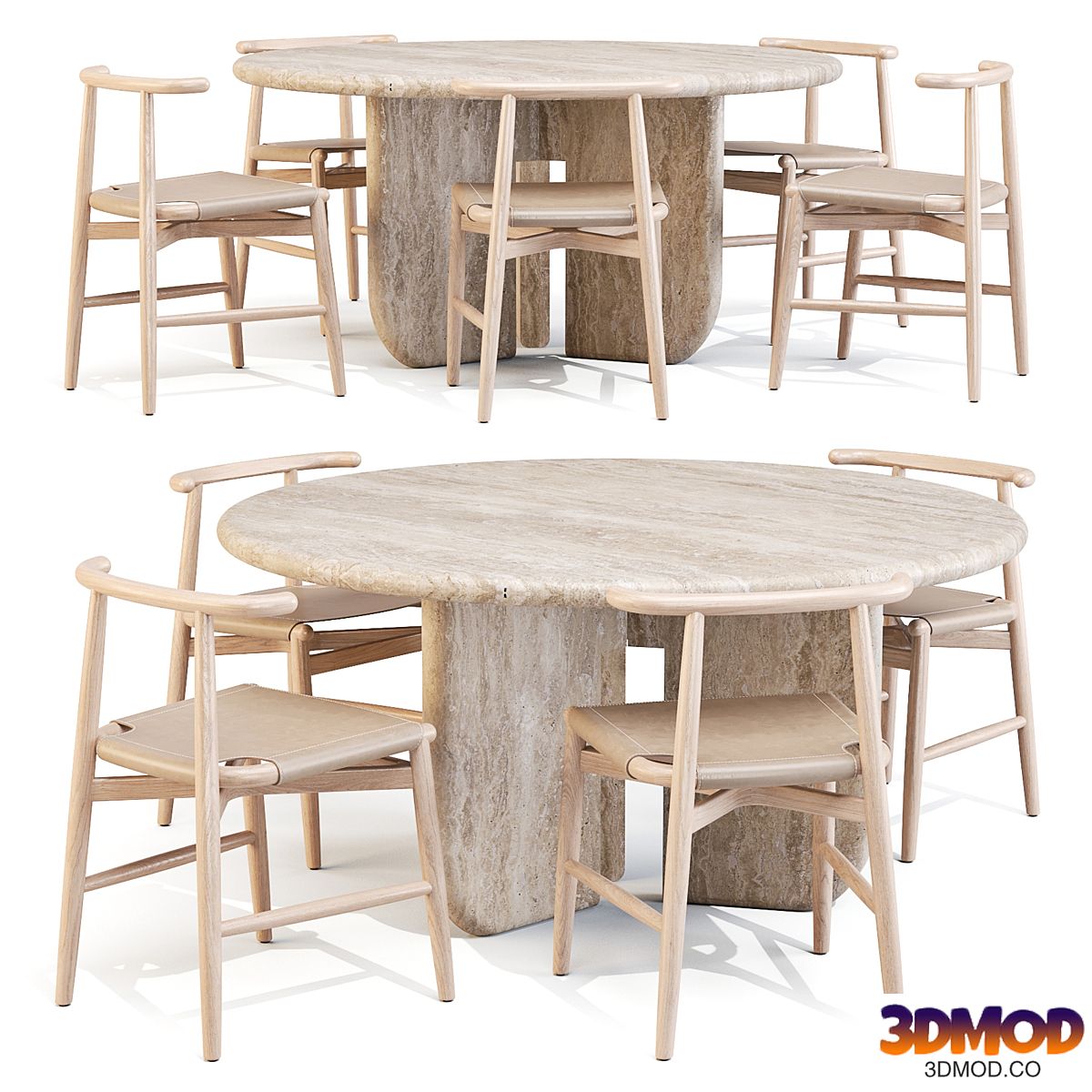 Dining Set 02: Meridiani (Italo Table and Emilia Chairs)