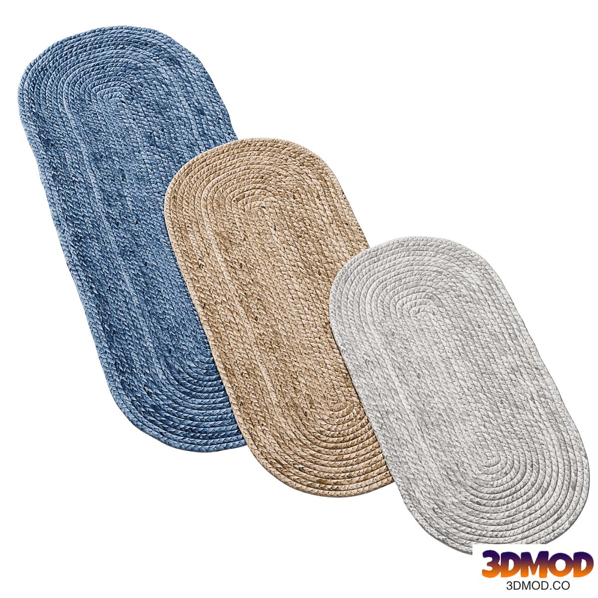 Natural Oval shape long Braided Jute Rug