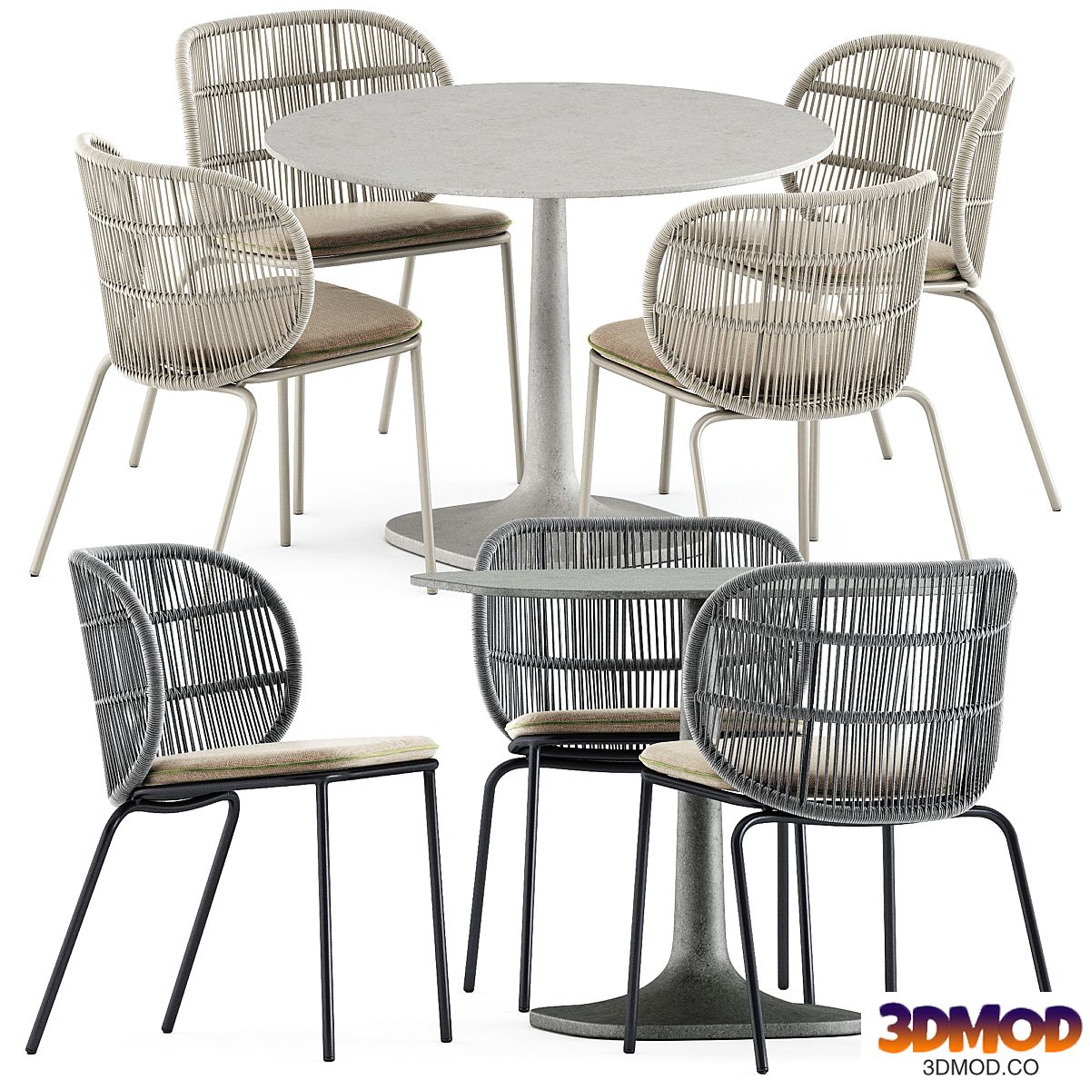 Kodo dining chairs by Vincent Sheppard and Fiore Outdoor table by bebitalia