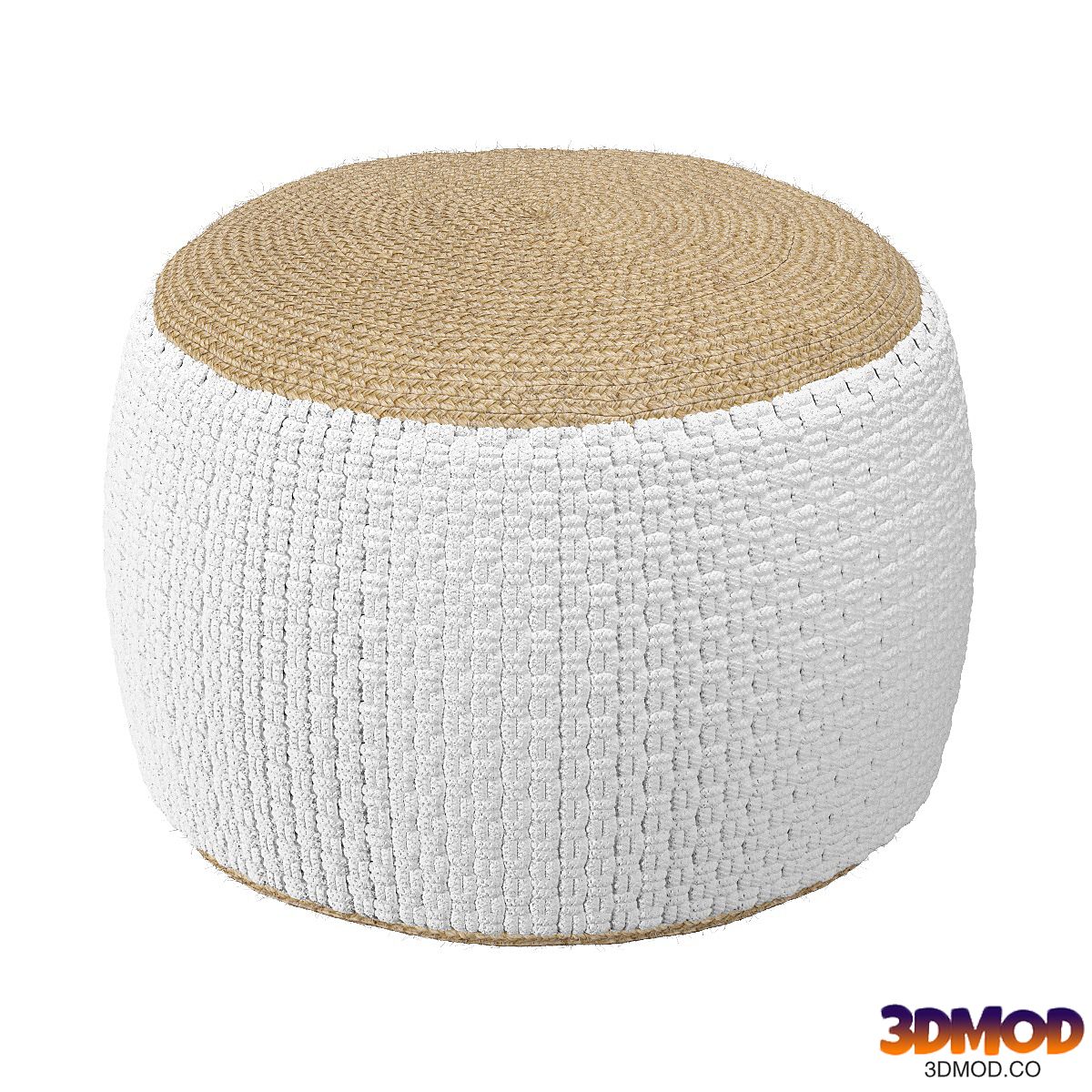 Pouffe woven from jute and cotton Knot