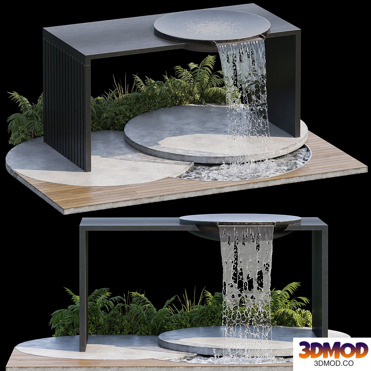 Landscape Furniture with Fountain - Architect Element 09