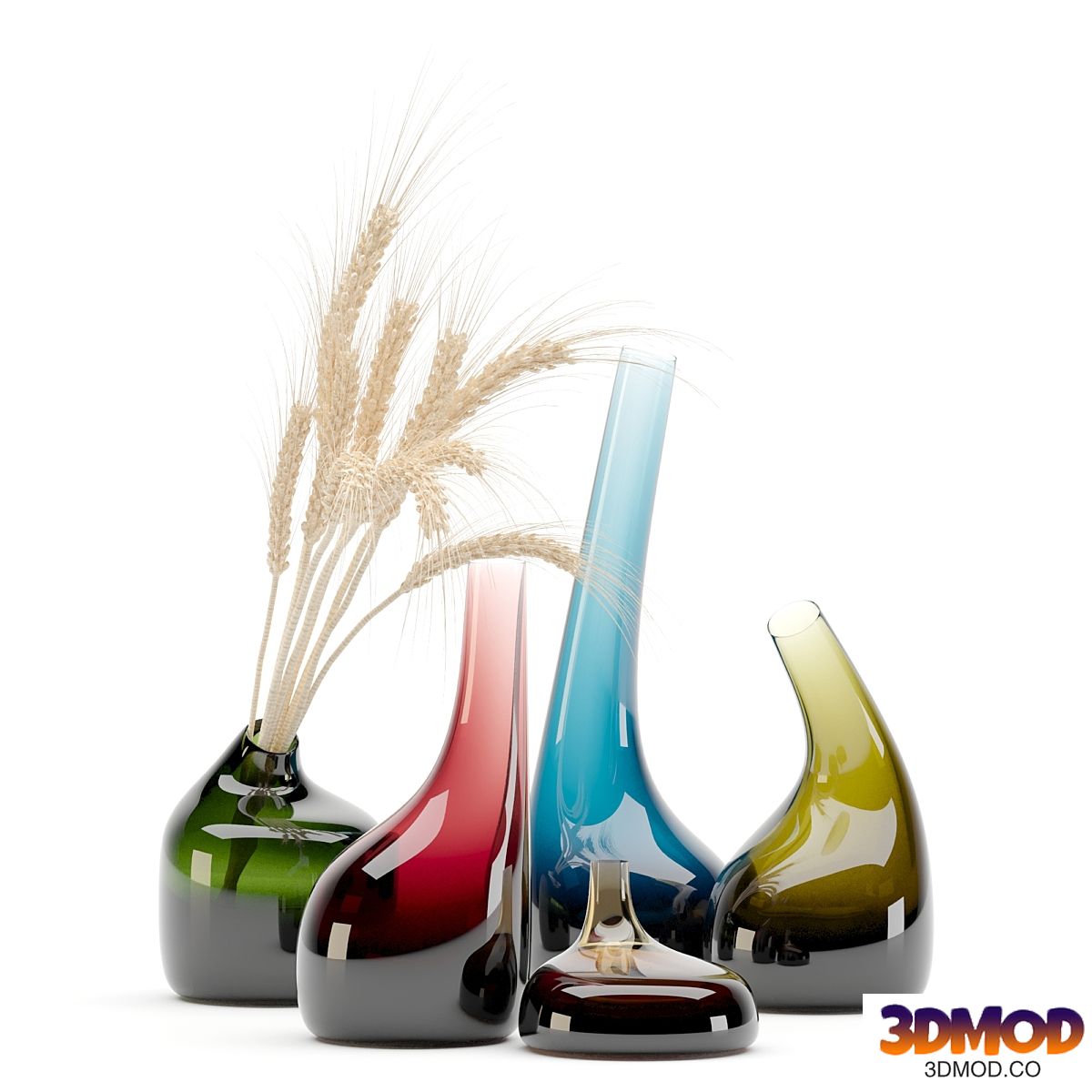 Decorative Glass Vase & Wheat