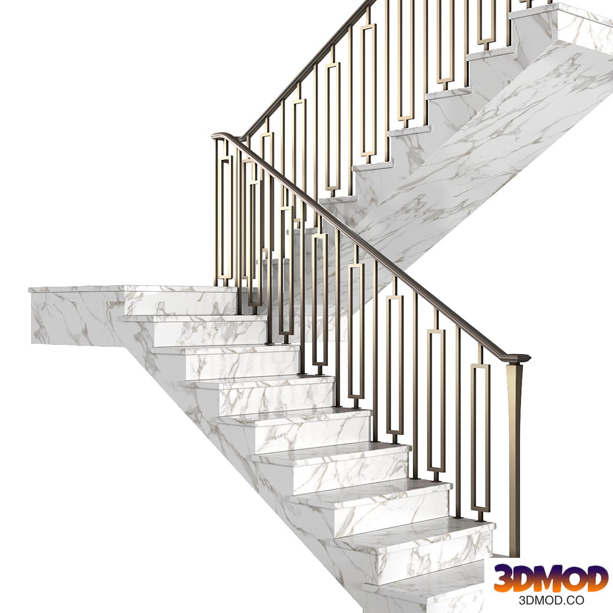 Modern marble  stair staircase in Art Deco style.