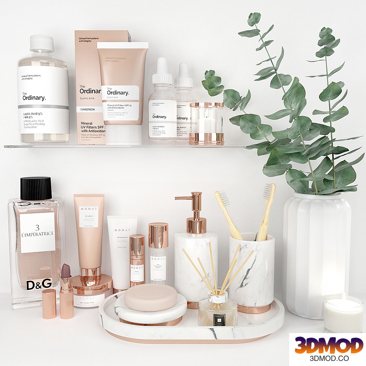 Decorative bathroom set rose gold