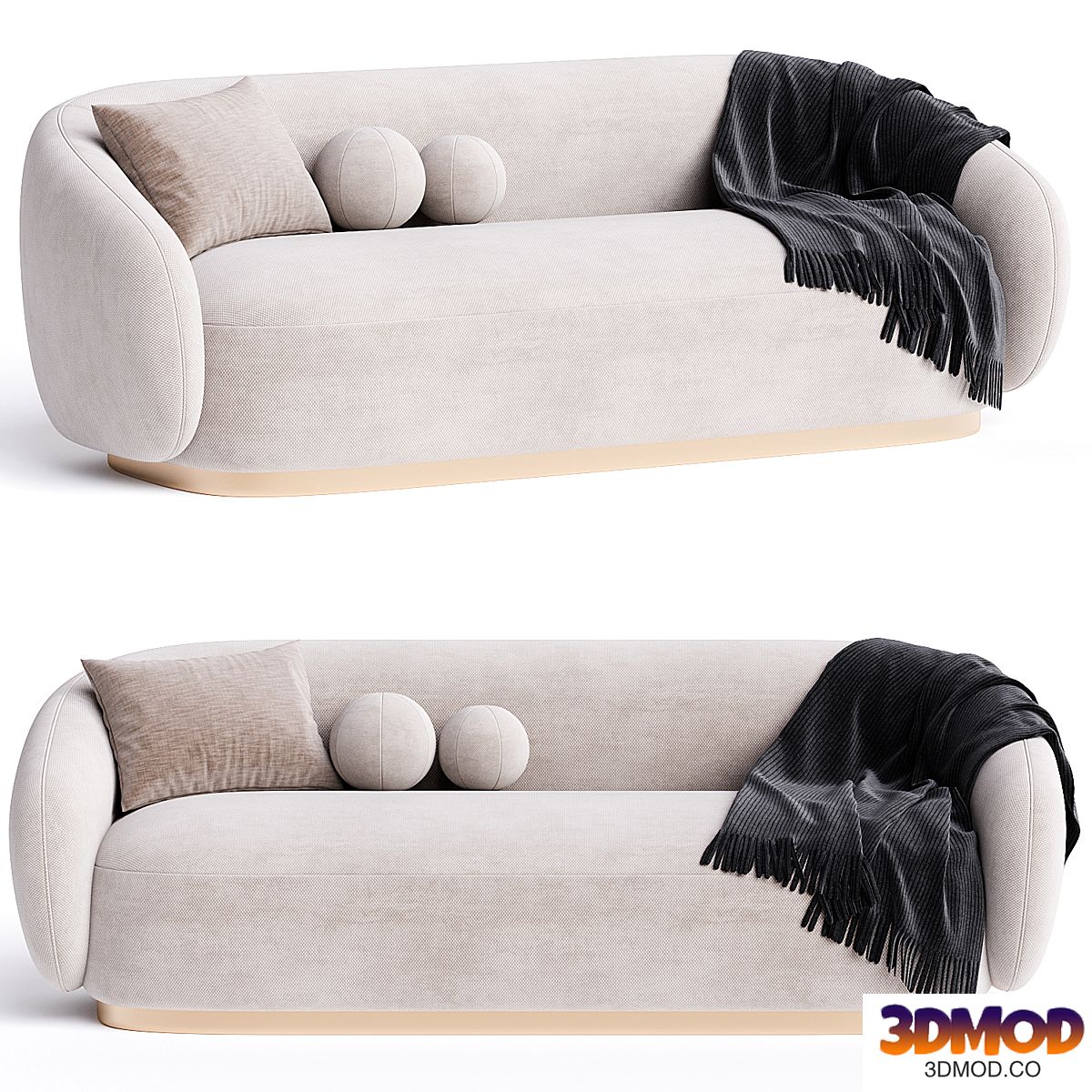Boucle Cream Brass Base Sofa - Eichholtz Brice