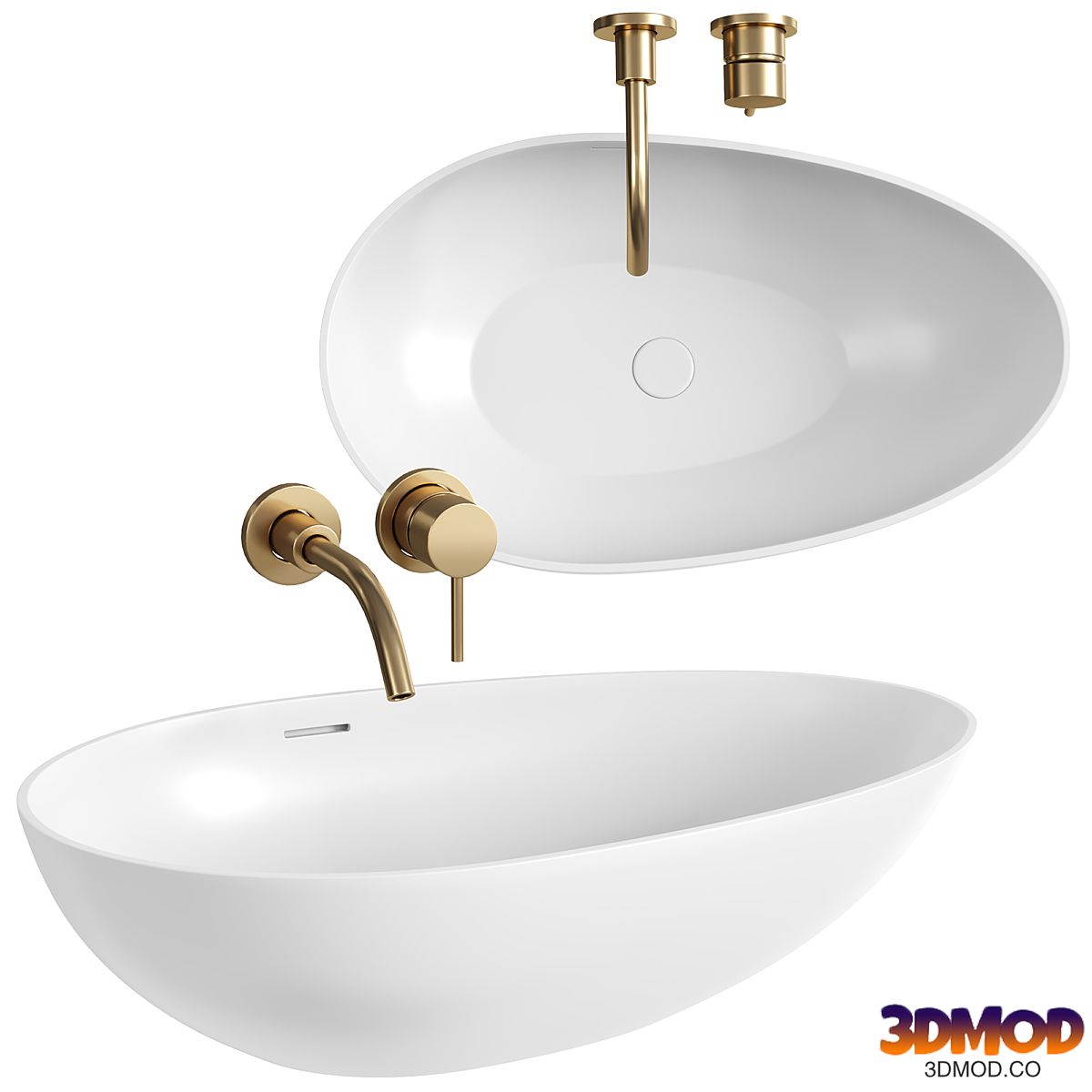 Egg Shell Countertop Stone Basin 600MM
