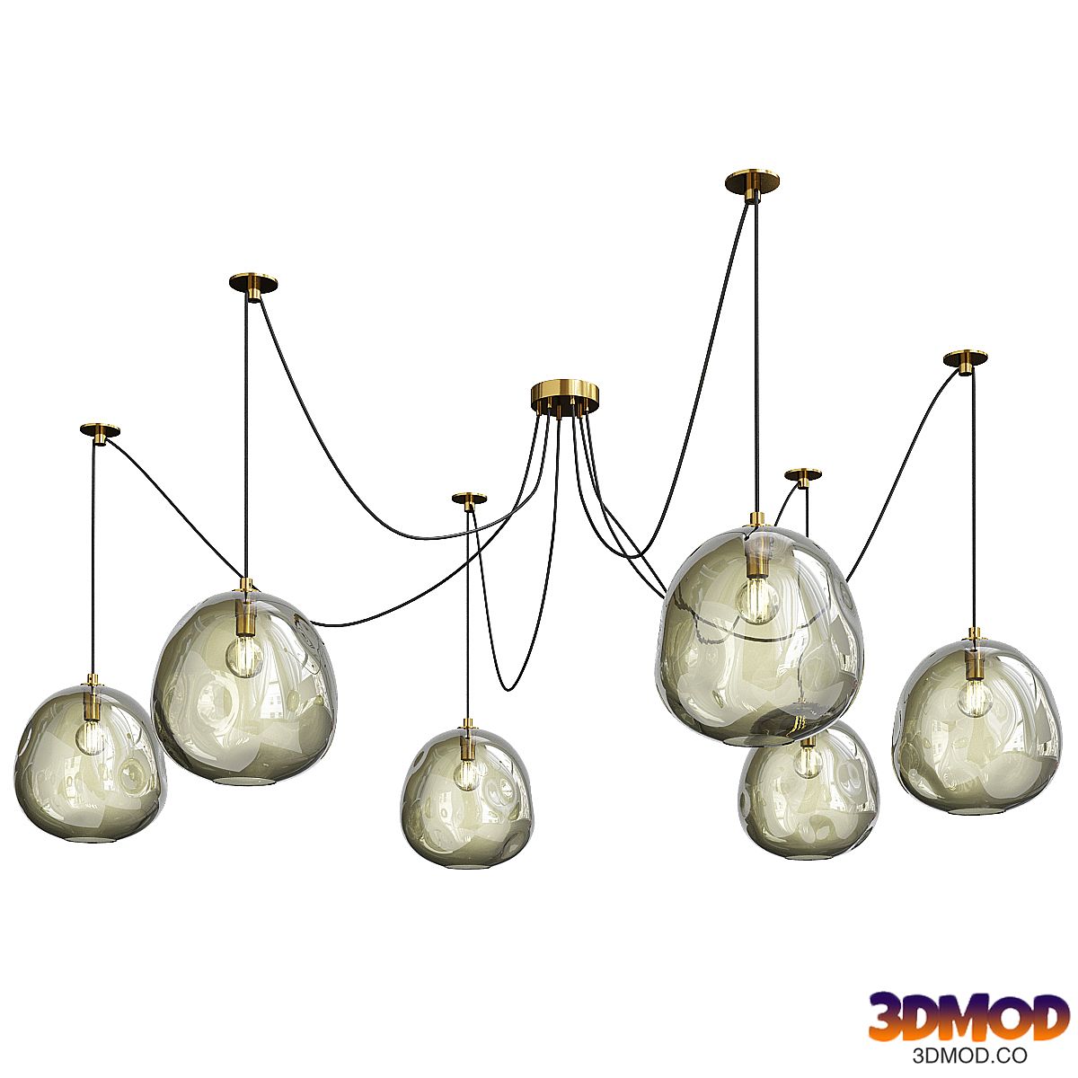 Regina andrew molten spider natural brass and smoke glass chandelier