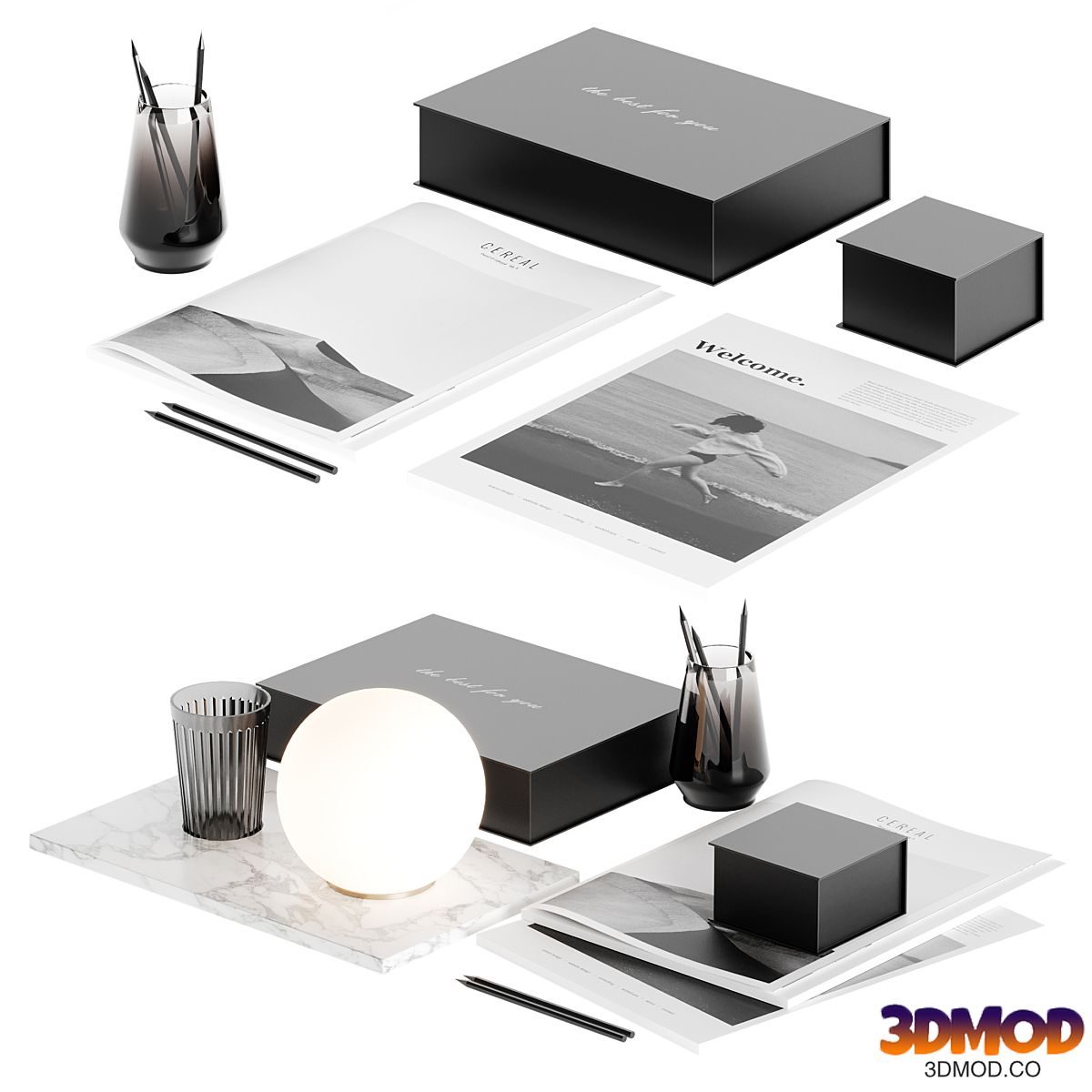 Decorative table set with lamp