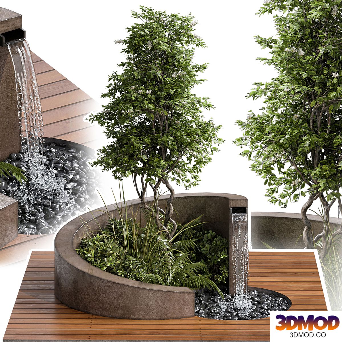 Landscape Furniture with Fountain - Architect Element 08
