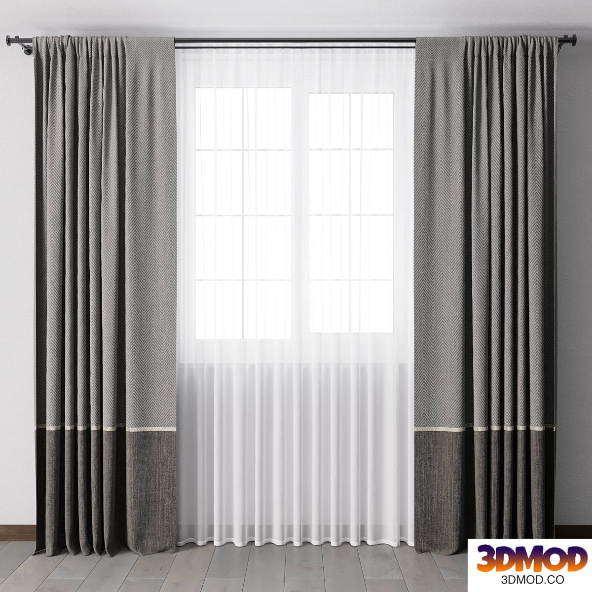 Curtains with metal curtain rod 08