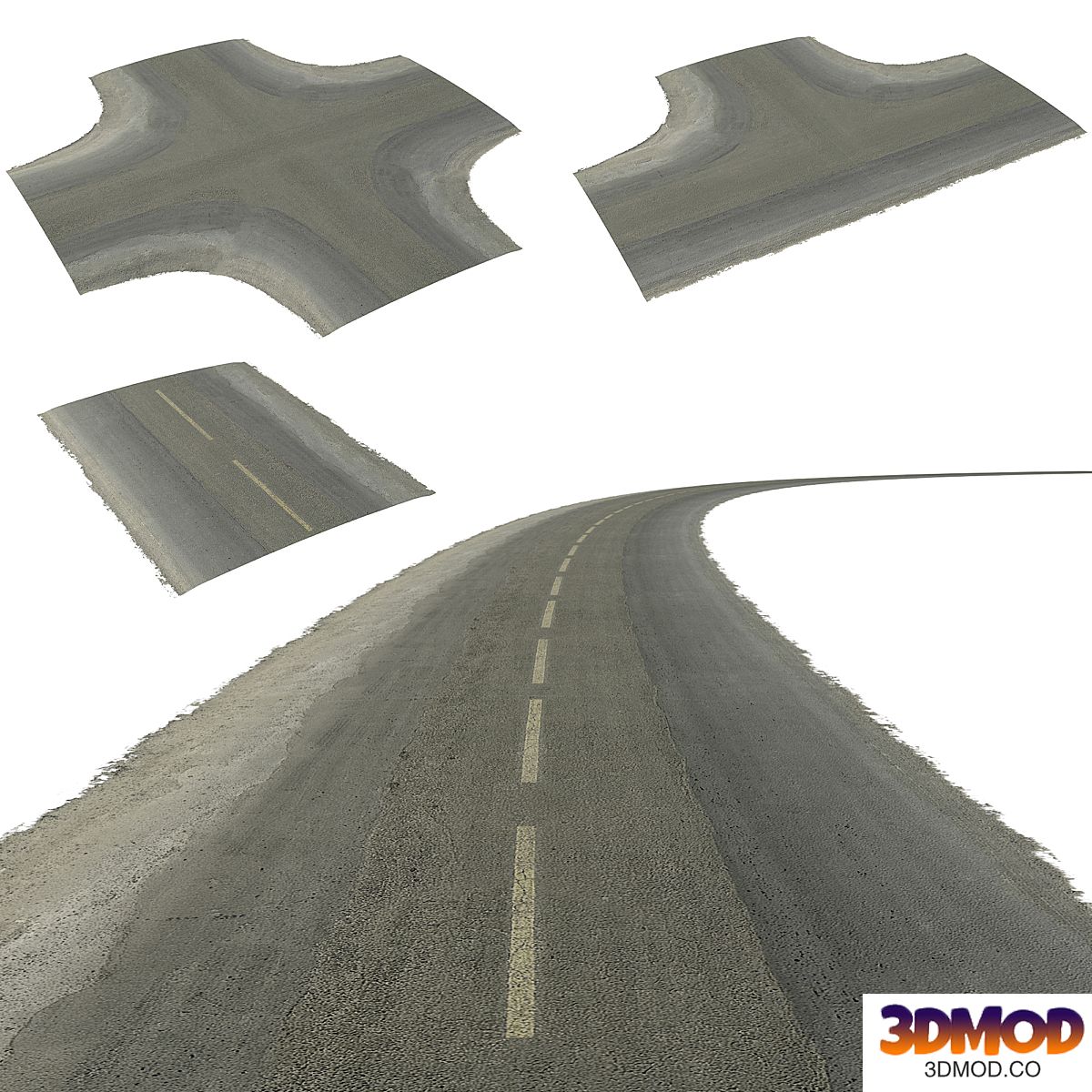 Seamless two lane road with crossroads