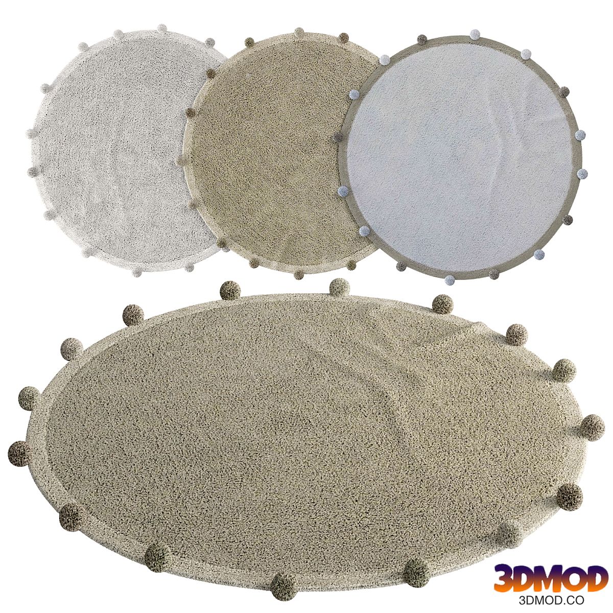 Gentle pom-pom rug by Lorena Canals