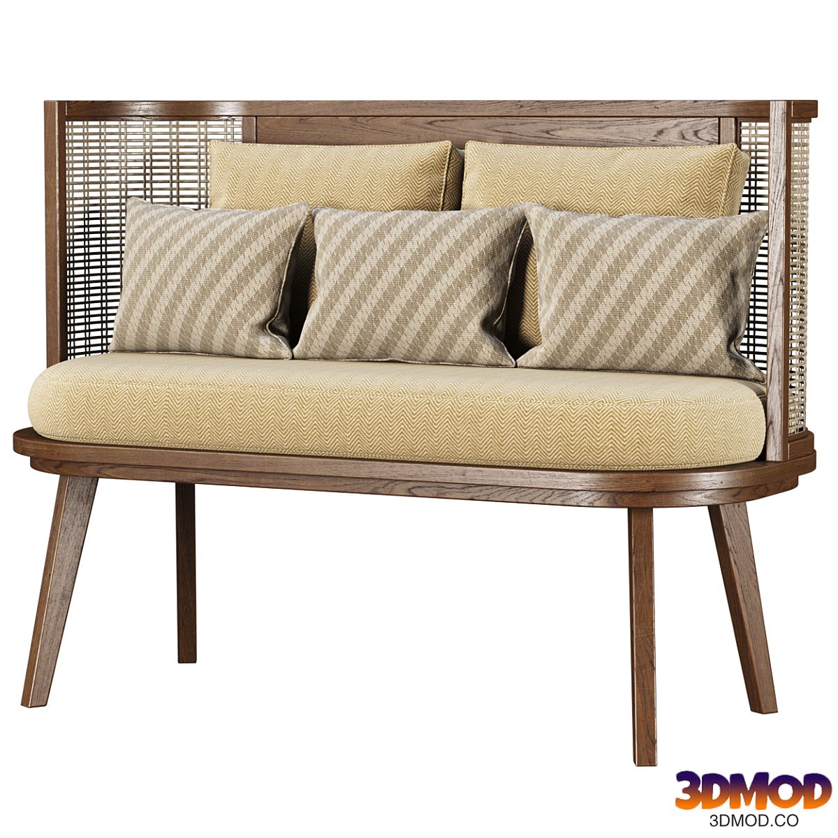 Noa wooden rattan restaurant loveseat NR52 by Bpoint Design / Rattan restaurant sofa