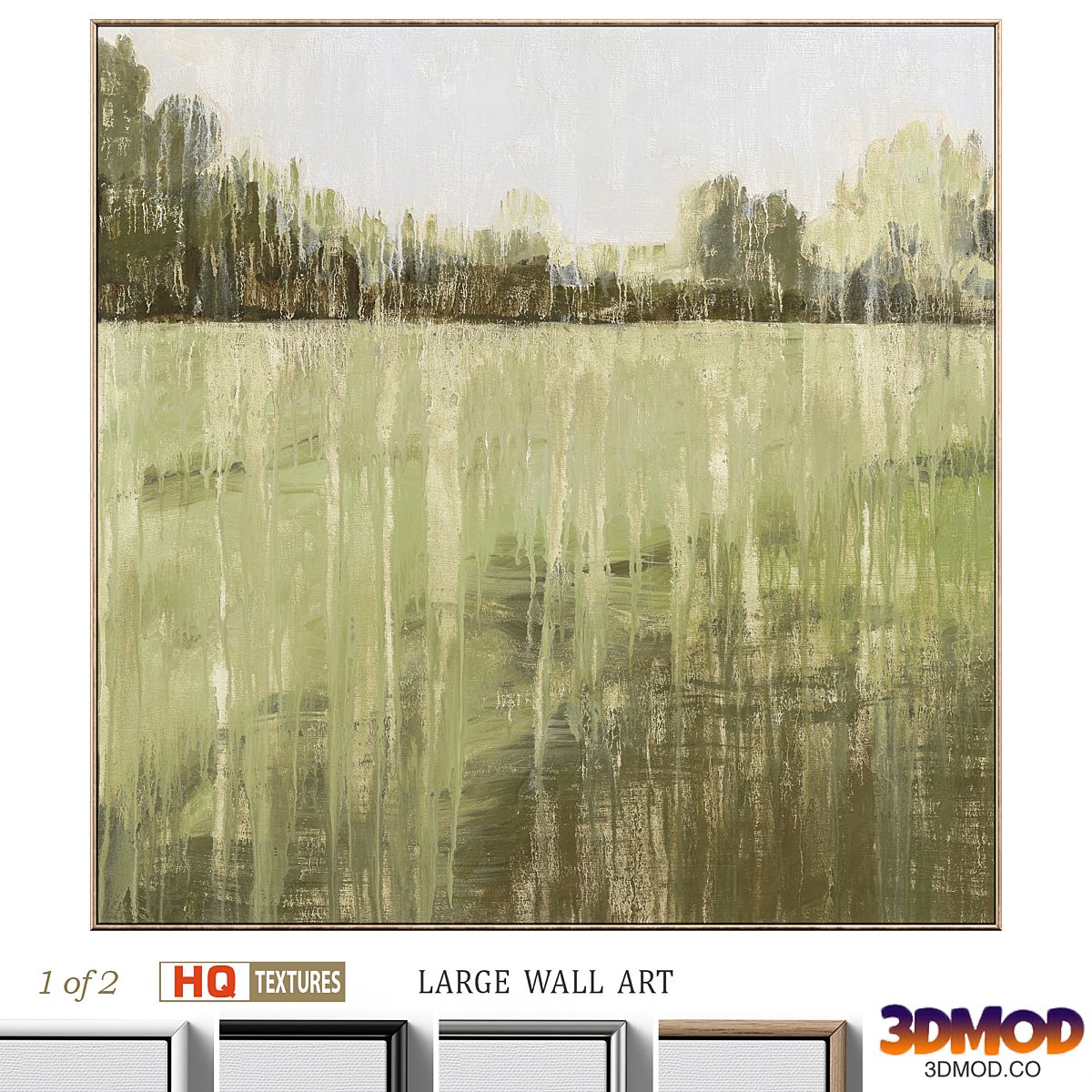 Green Accent Abstract Landscape Large Wall Art C-552