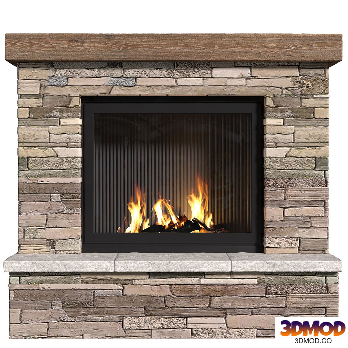 Provence style fireplace.Fireplace in Country style.Decorative stone wall