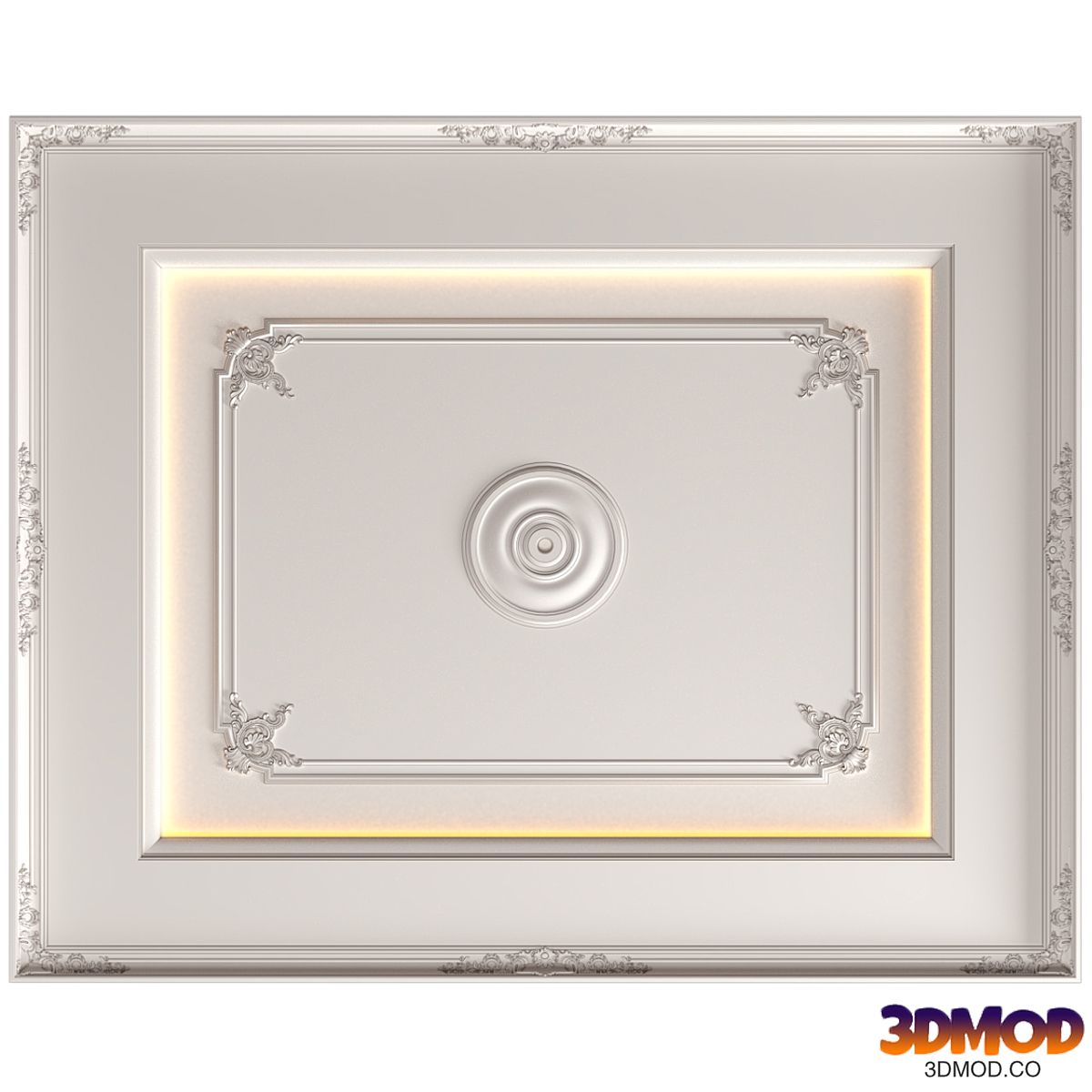 Modern coffered illuminated ceiling set Art Deco style