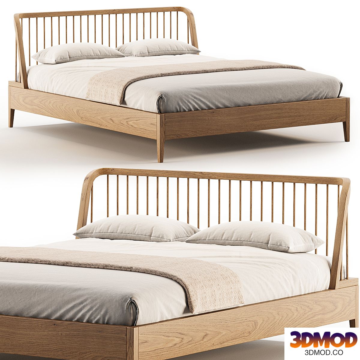 Spindle Oak Bed