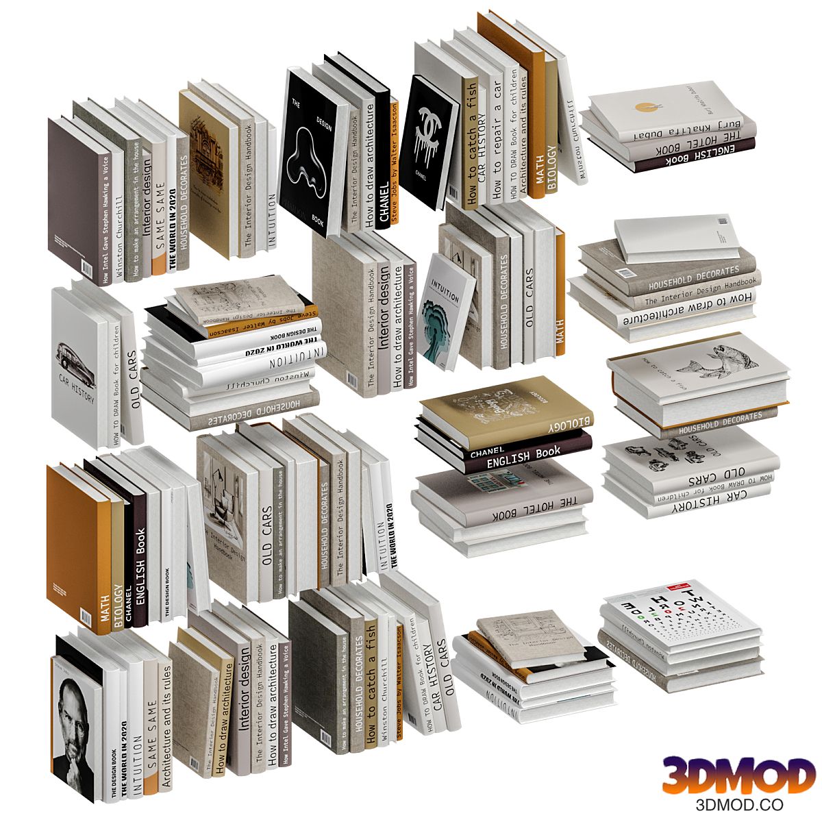Set of books in beige color