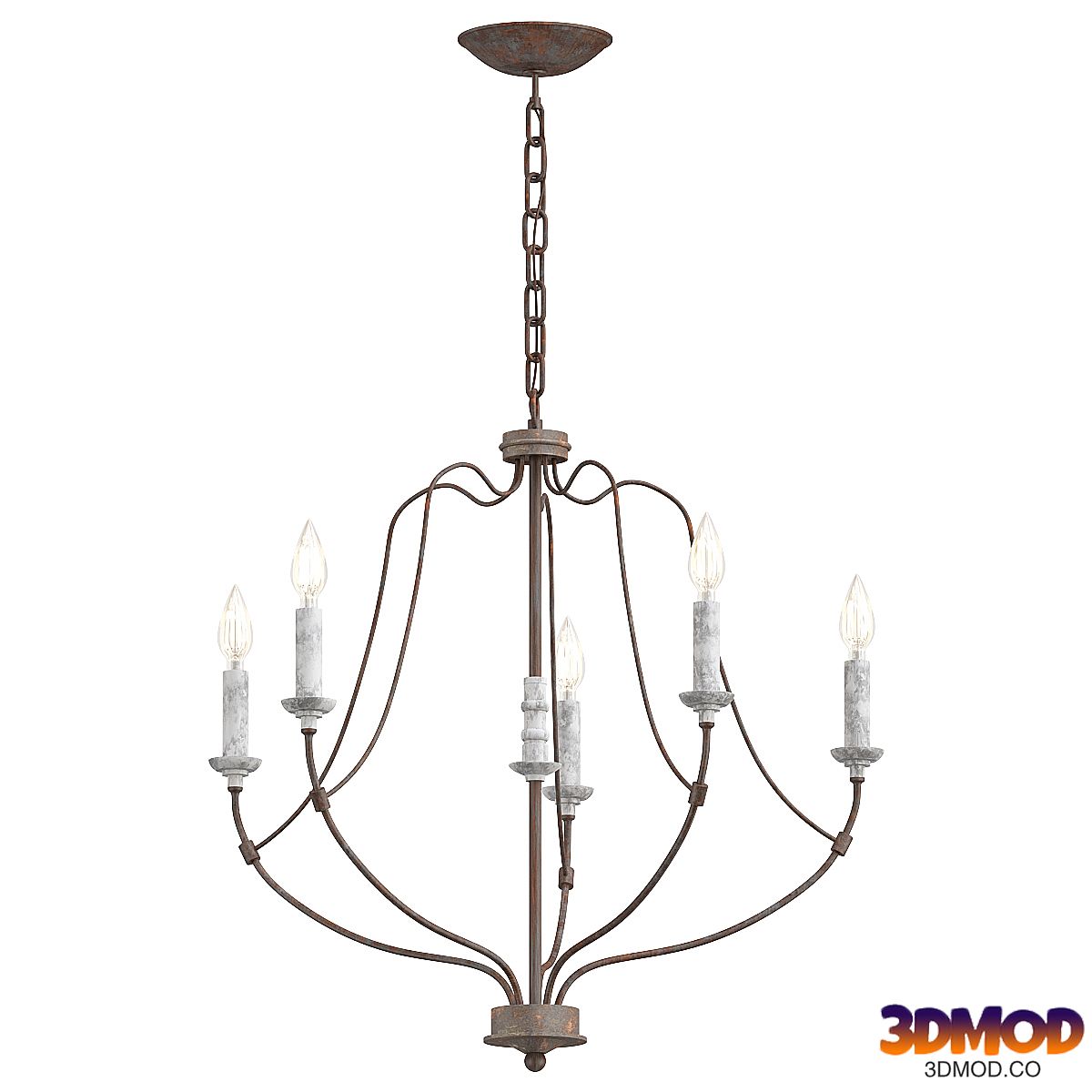 Nadia-Distressed-White-Wood-Five-Light-Chandelier