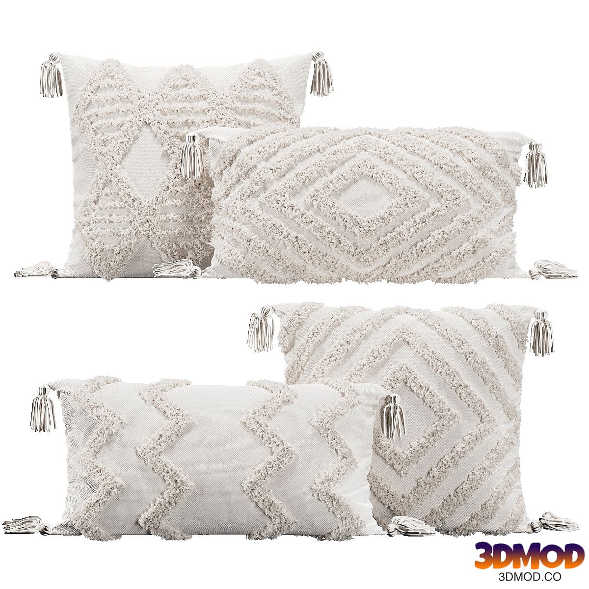 Pillows with fur geometric patterns
