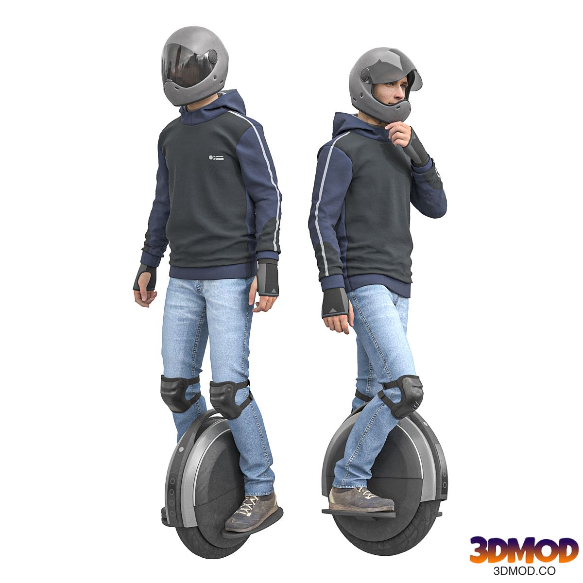 Man on an electric unicycle