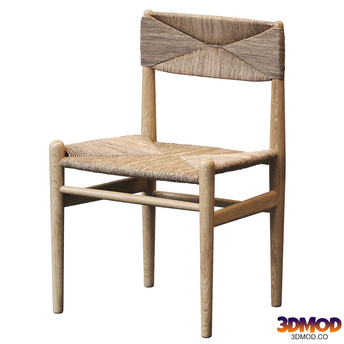 Rustic Wood and Woven Chair - Set 01
