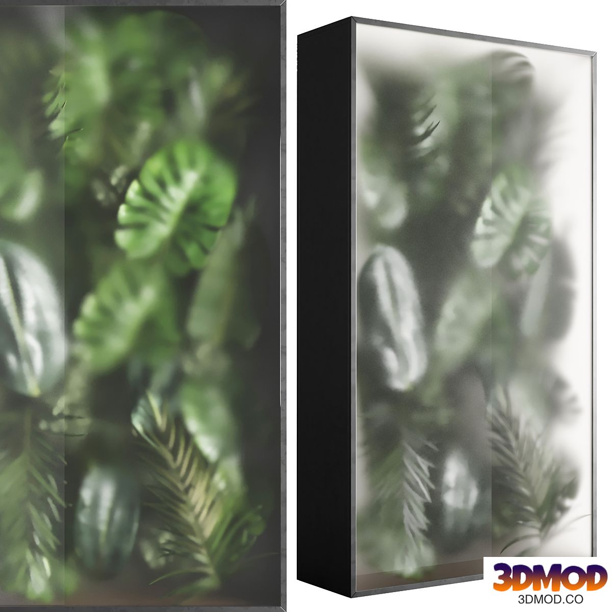 light box with tropical leaf garden in frame glass Smoked 01