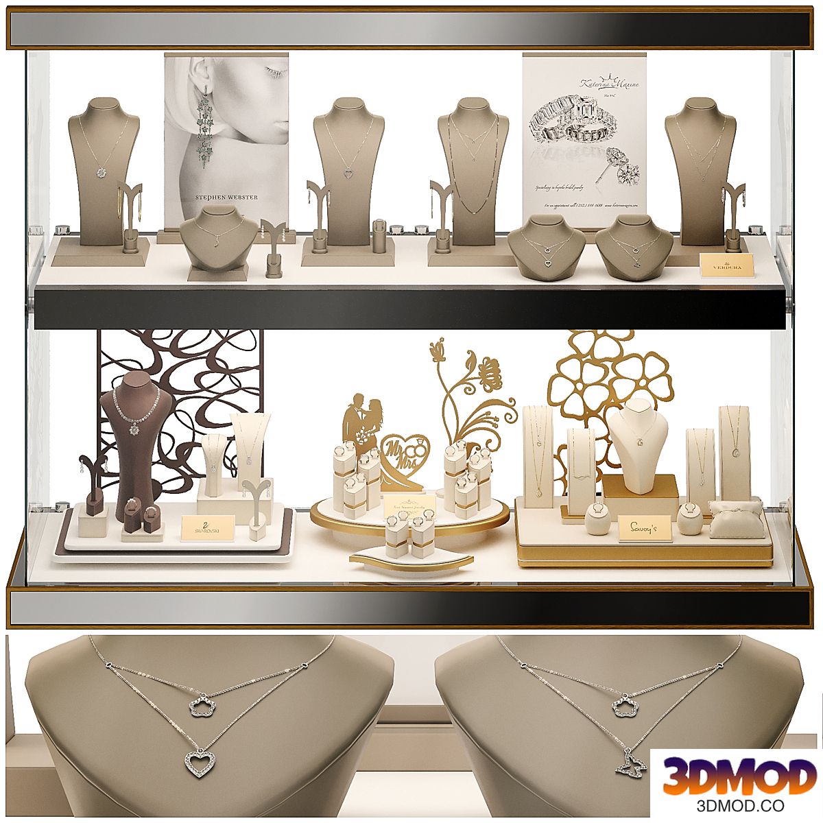 Jewelry showcase for a store. Jewelry stand. Display