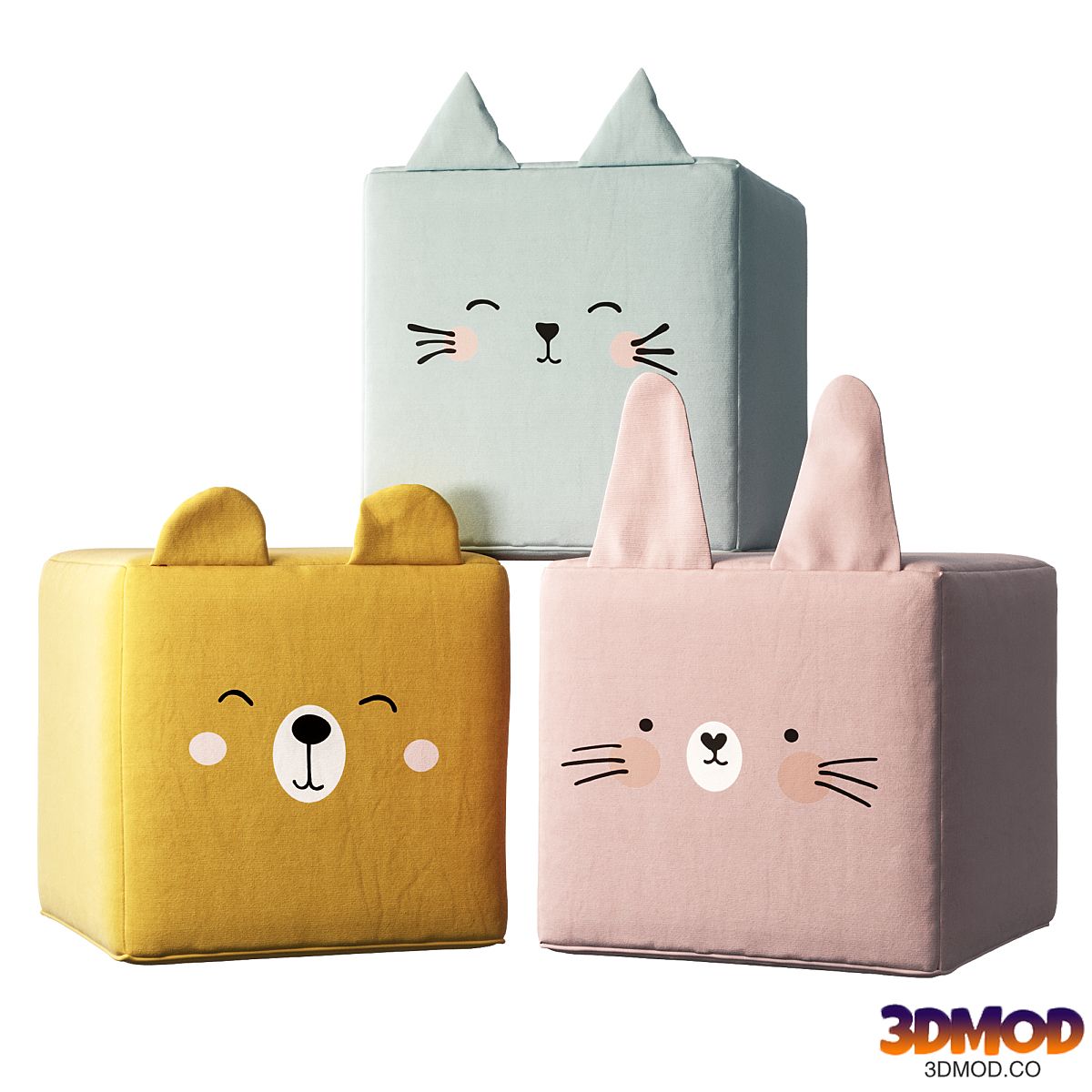 Rainbow poufs by Yellow Tipi