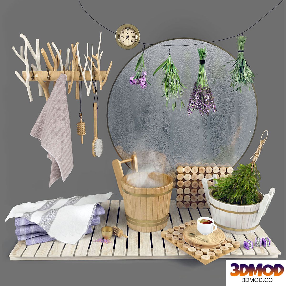 Set for bath, sauna, bathroom
