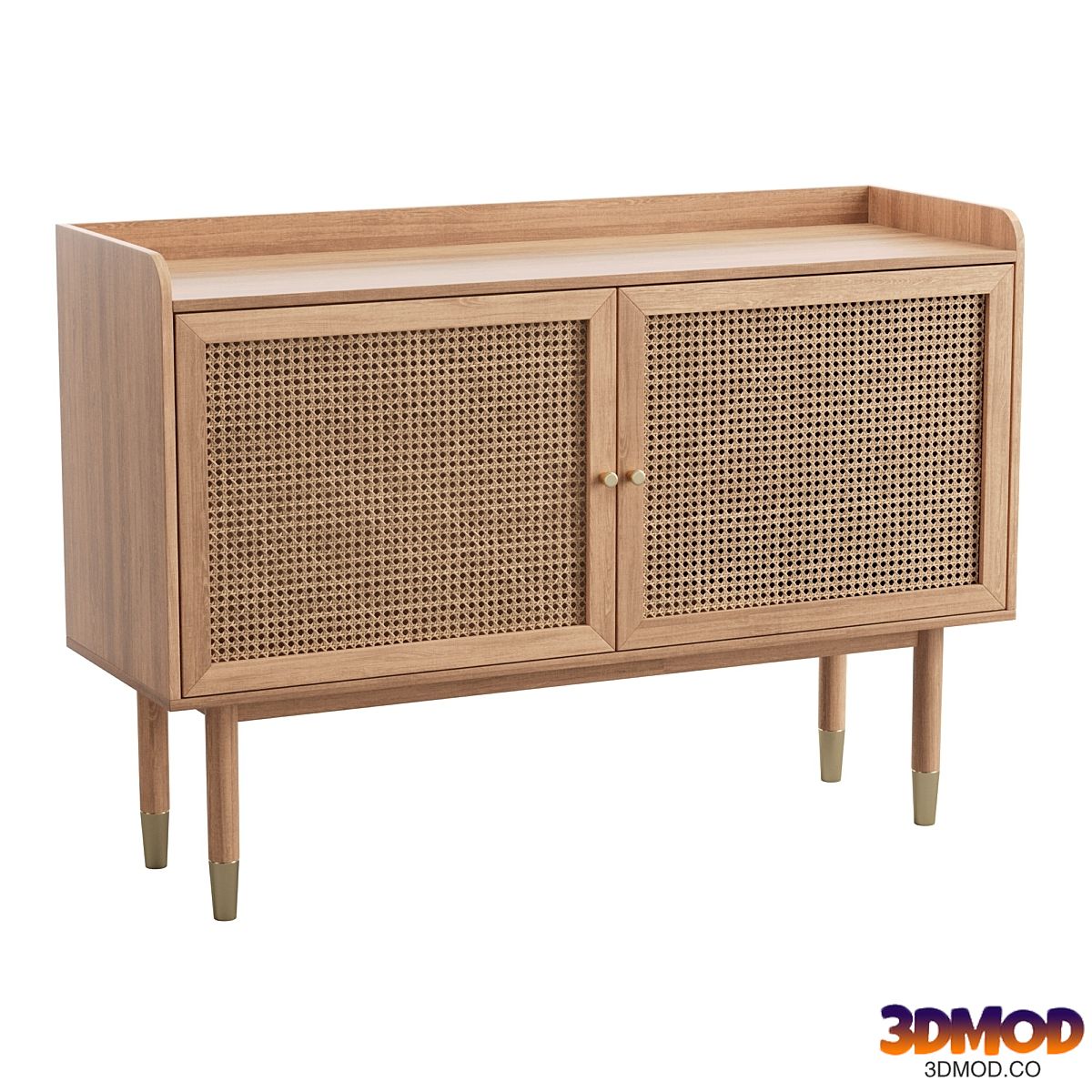 BOMBONG Buffet 2 portes en bois et cannage