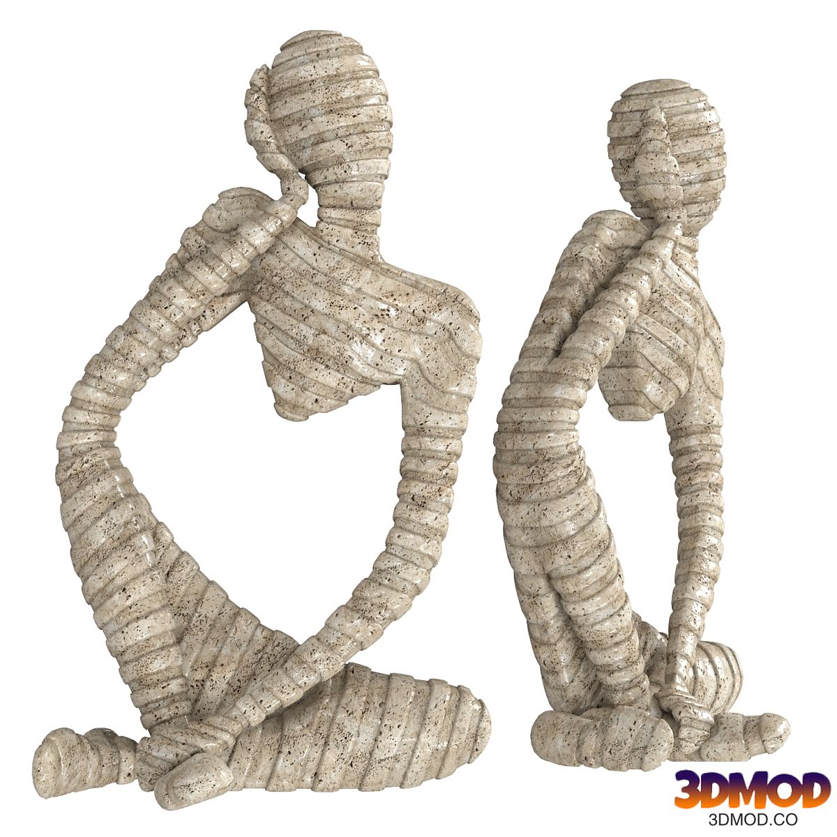 Ethnic statuette of a woman from travertine