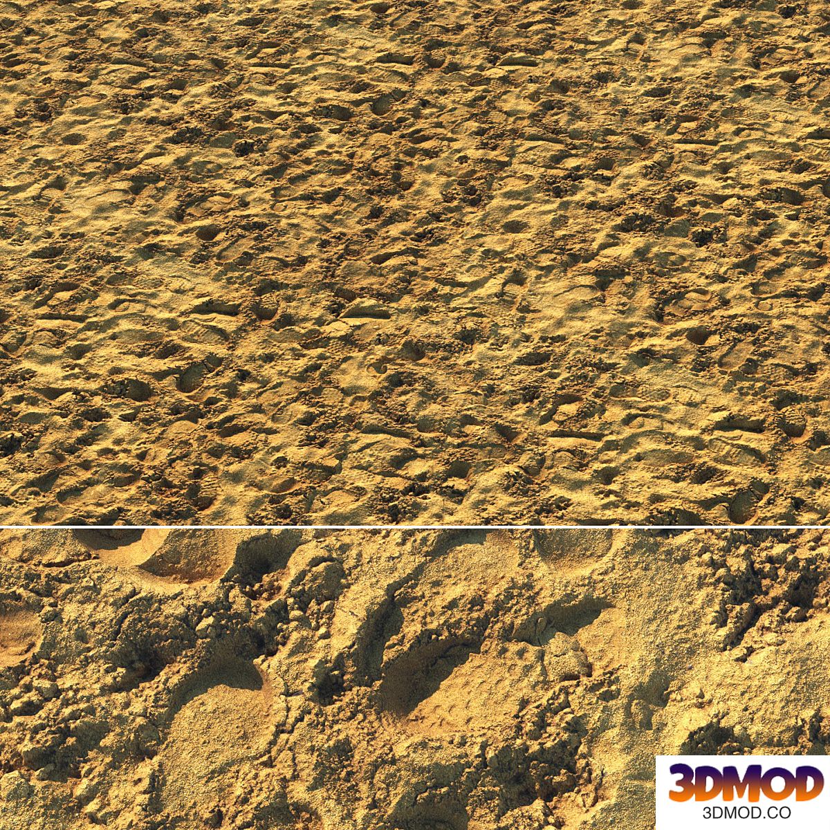 Wet sand material with footprints