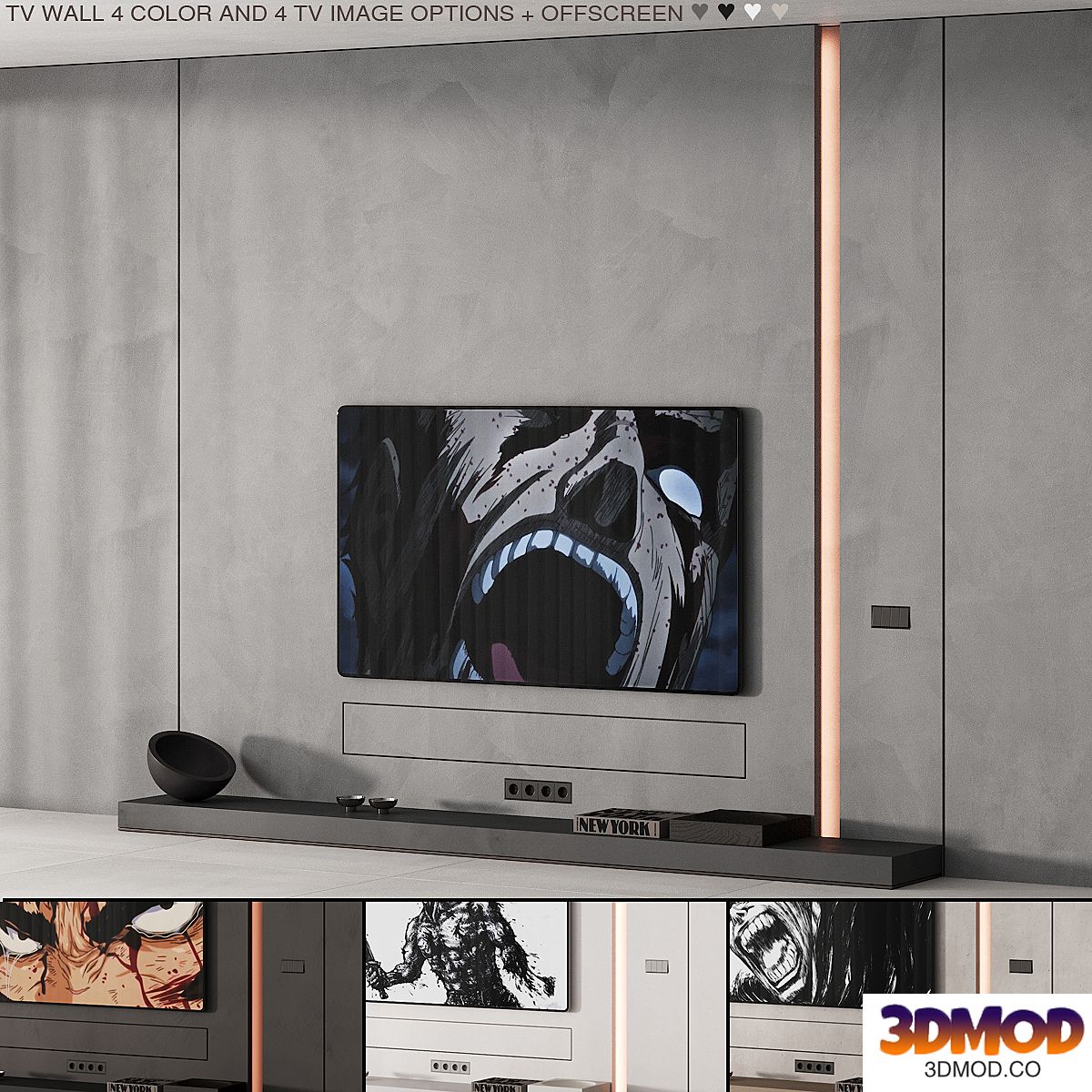 226 tv wall kit 08 minimal wall in 4 color and tv options 00