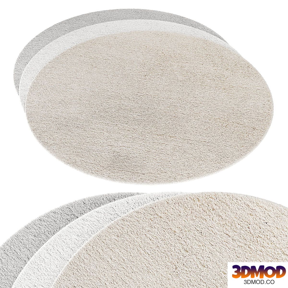 Set of round pile carpets