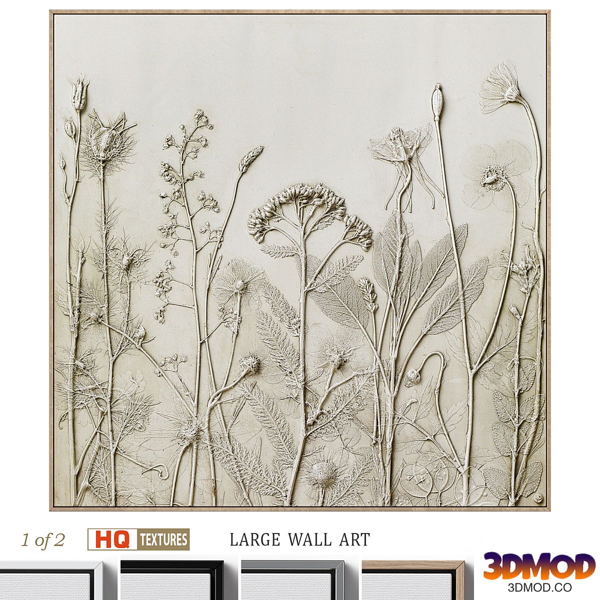 Textural Plaster Wildflowers Boho Wall Art C-507