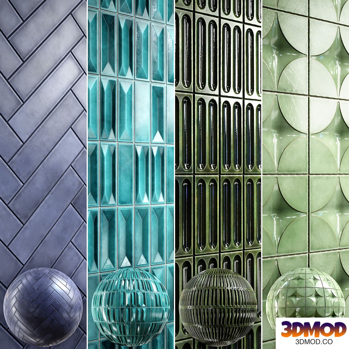Tile 4K Materials A3 - 4 materials