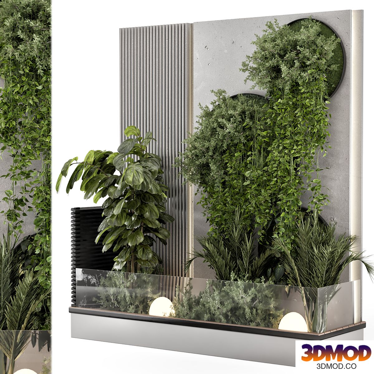 Indoor Wall Vertical Garden in Concrete Base - Set 1440