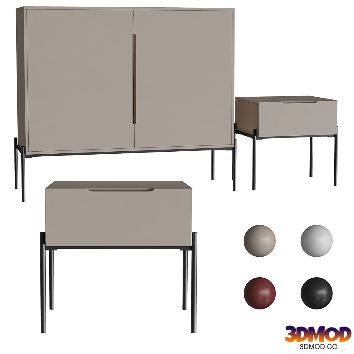Bedside table and chest of drawers Flow