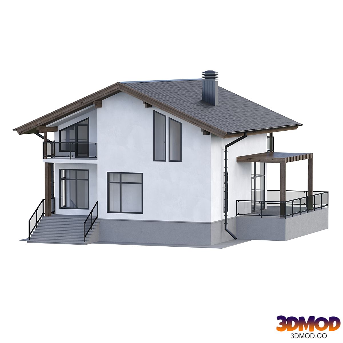 Two-storey house with a terrace