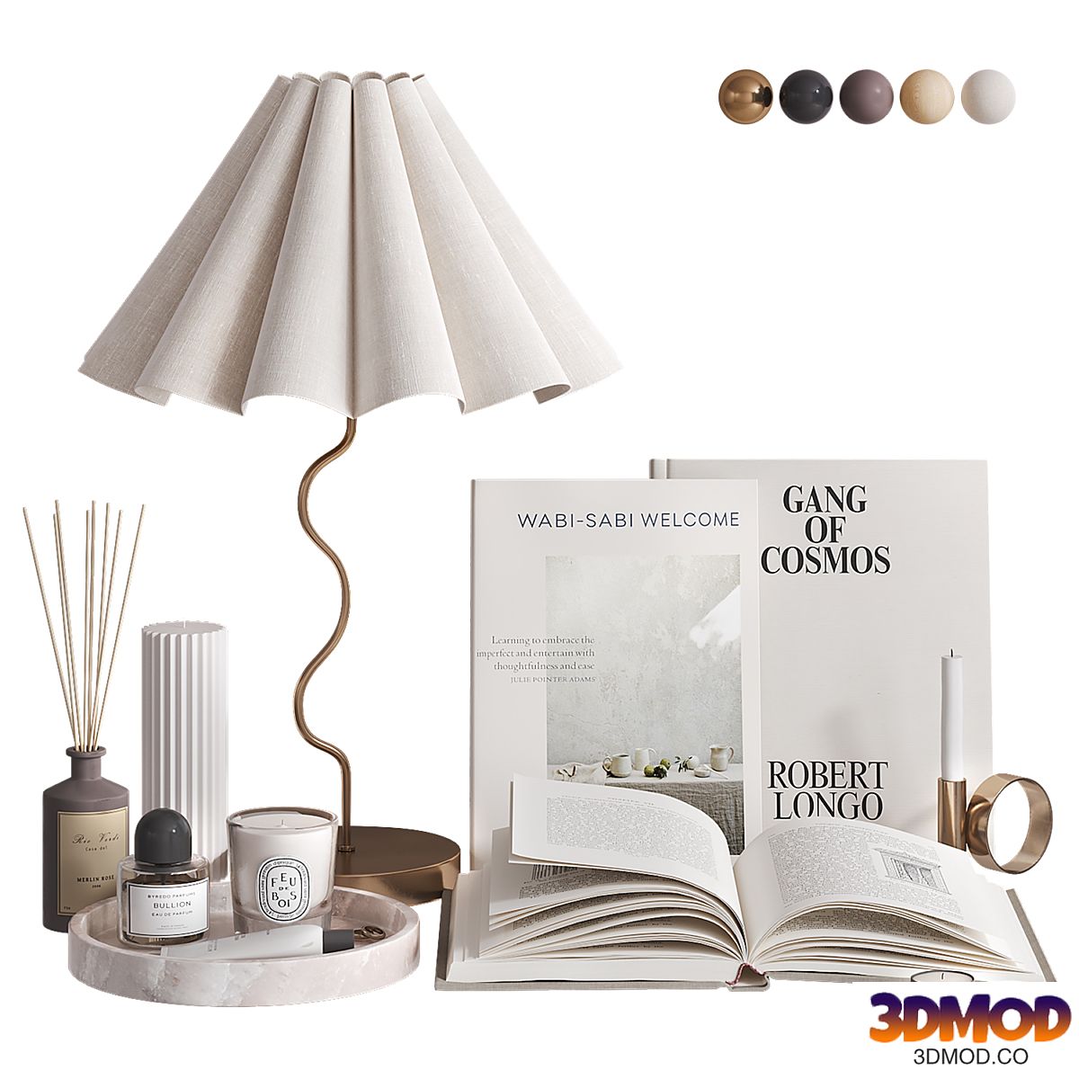 French Decor Set with Table Lamp