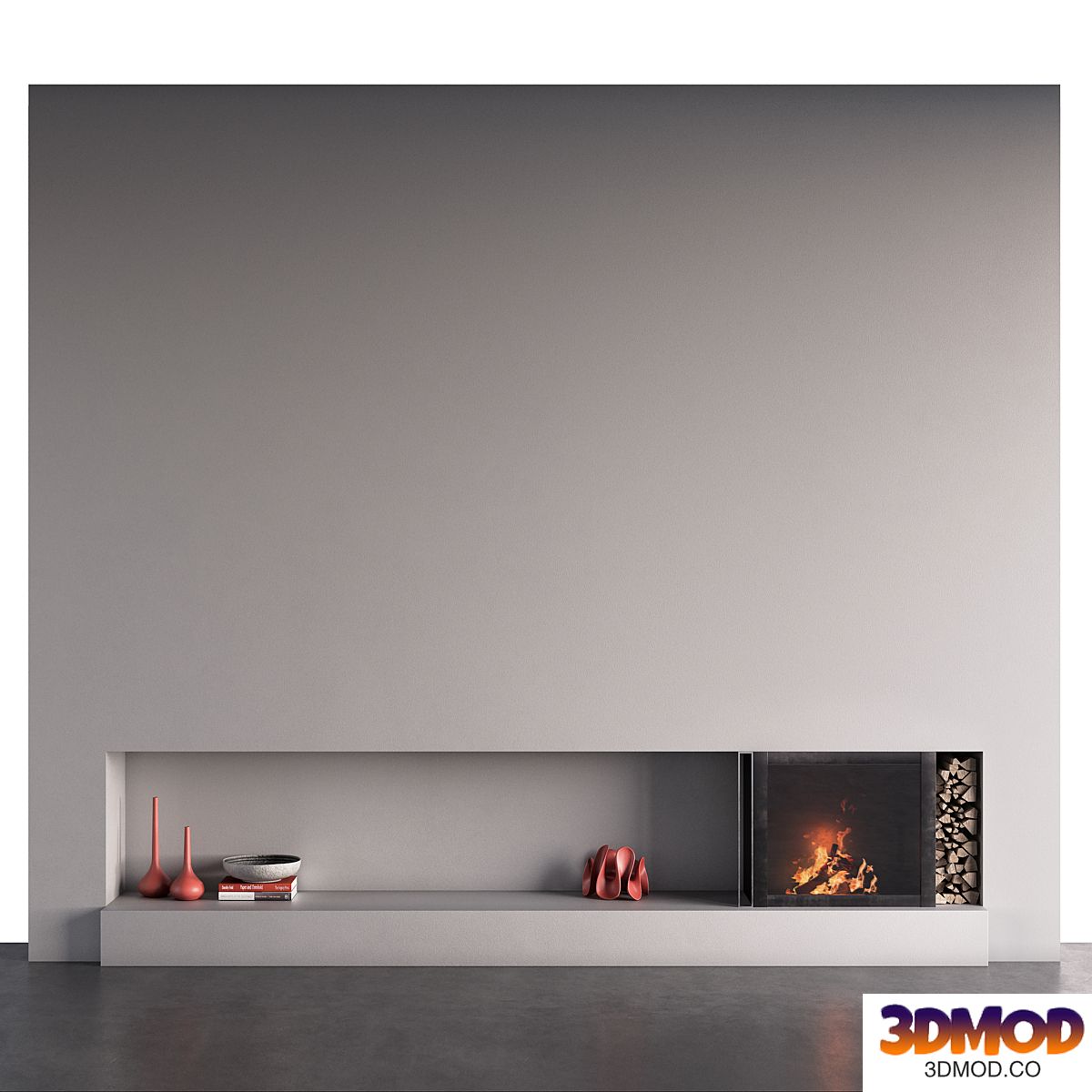 wall with fireplace