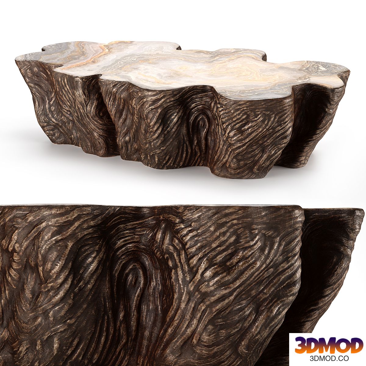 wooden trunk table