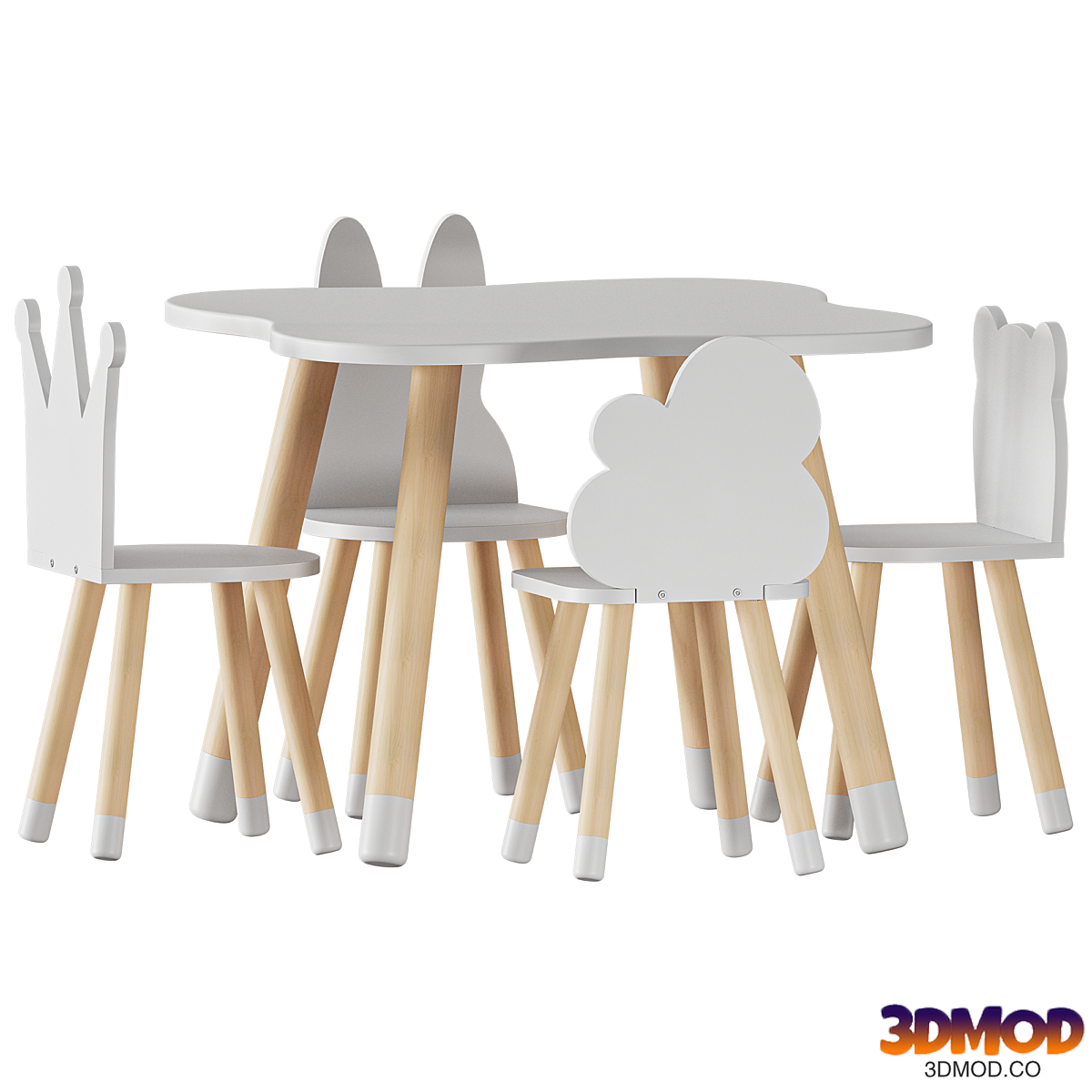 FUN Wooden Kids Table and Chairs Set