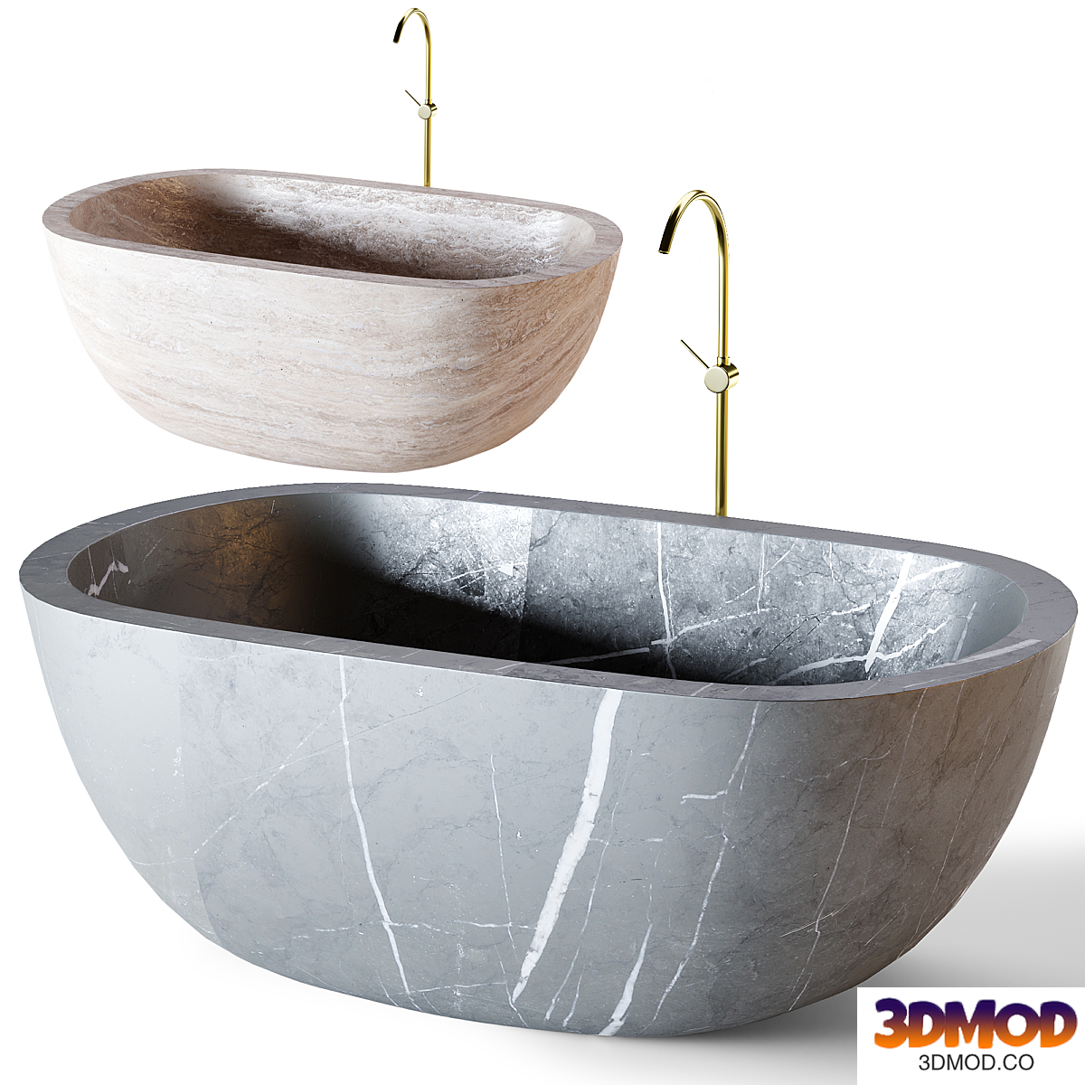 Oval Concrete Terrazzo Stone Bath