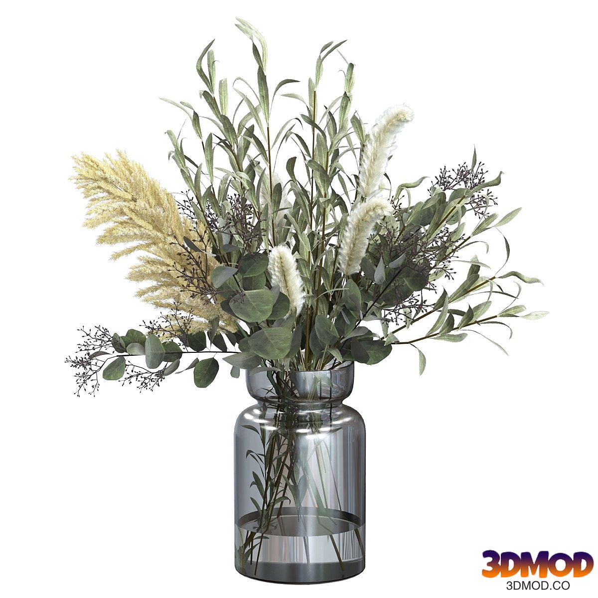 Bouquet of olive with pennisetum and pampas grass