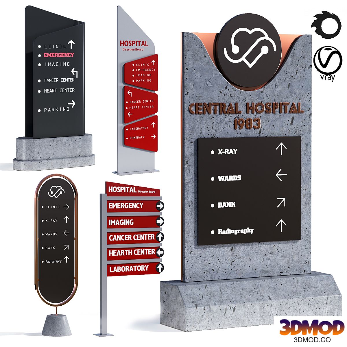 3d model of hospital information board for exterior