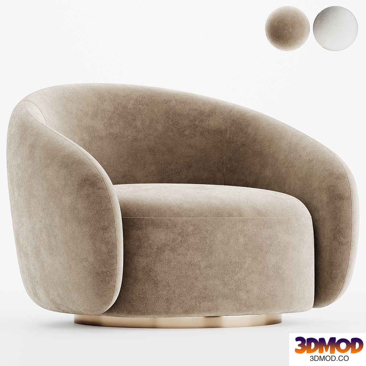 EICHHOLTZ Swivel Armchair BRICE Boucle Cream