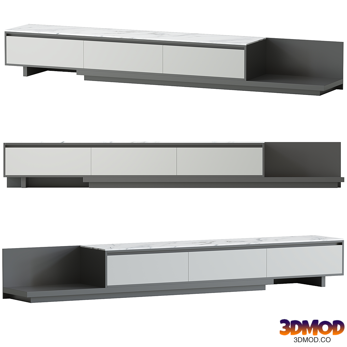 Fero Modern Black Extendable Stone & Wood TV Stand