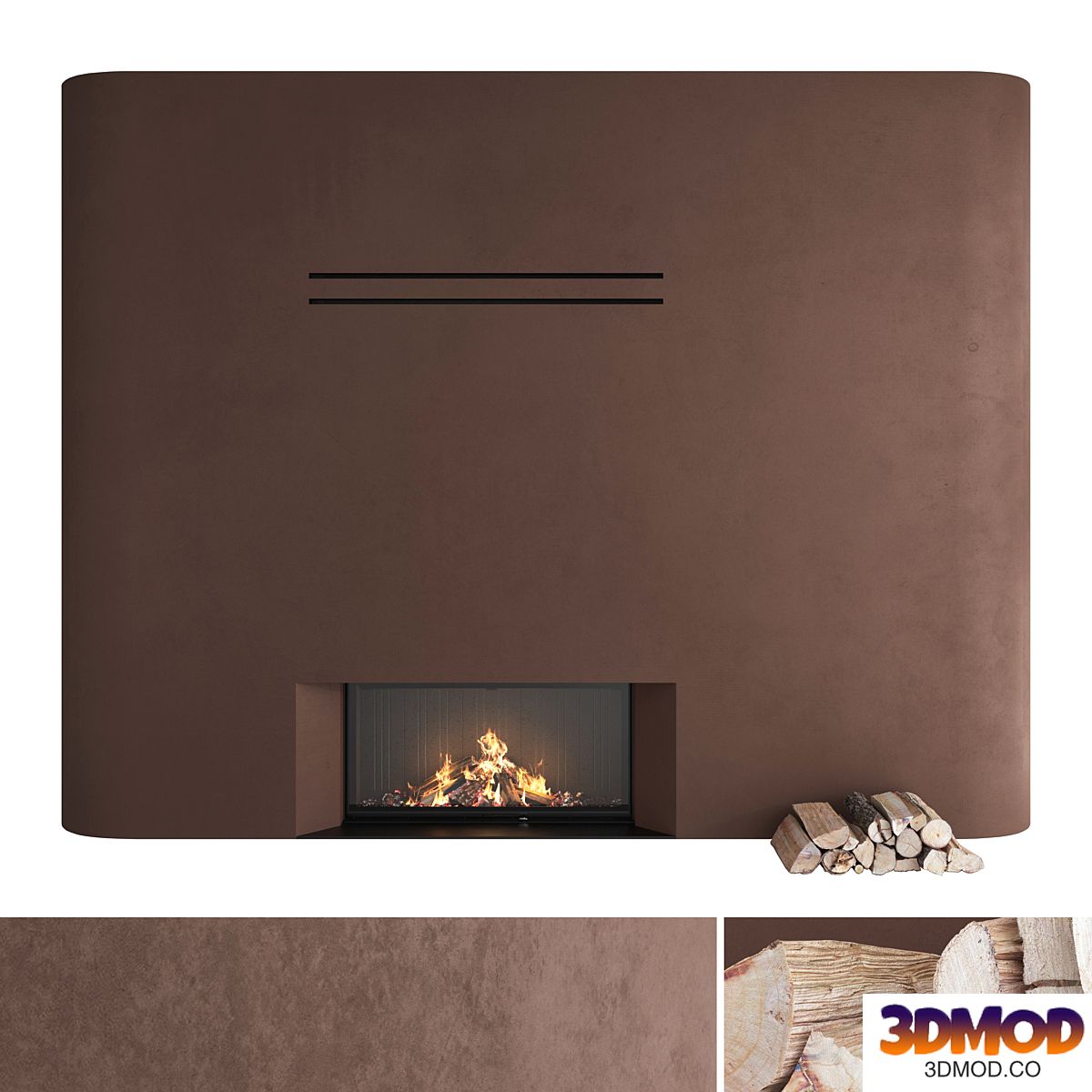 Decorative wall with fireplace set 34